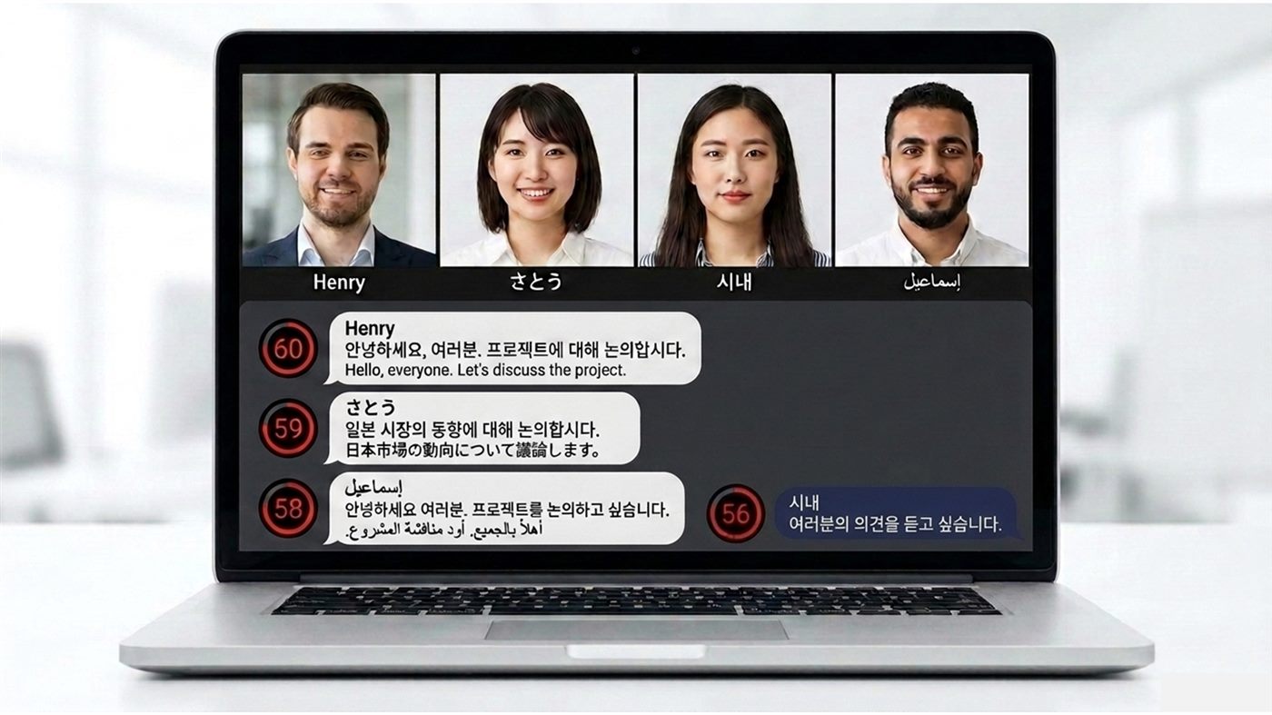 Multilingual video meeting and translated chat