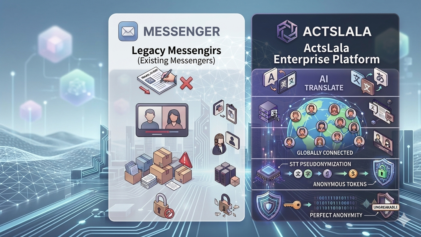 Traditional messenger compared with the ActsLala enterprise platform